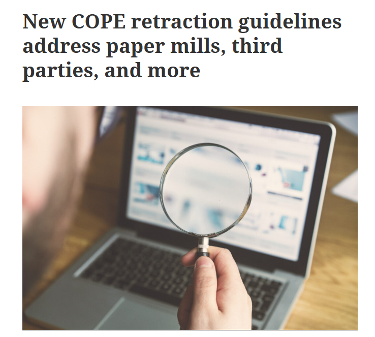 COPE更新撤稿指南并发布编辑部关切声明指南